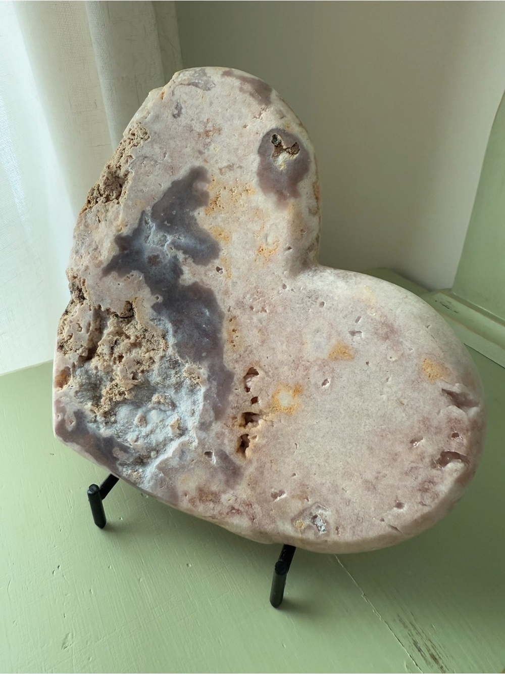 Pink Amethyst Heart Shaped Crystal Geode Decorative Sculpture - Picture 4 of 9